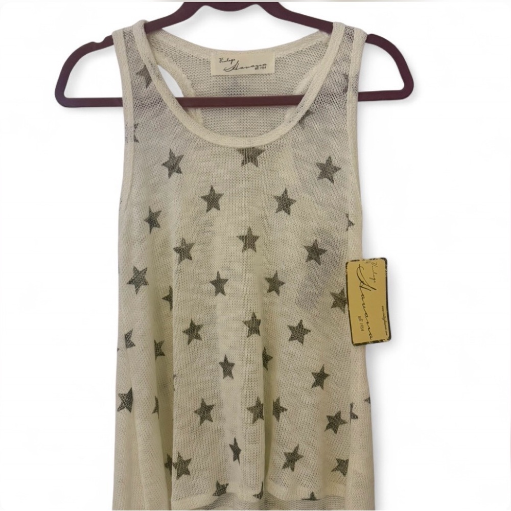 Vintage Havana Women's Cream silver Star Pattern Tank Top